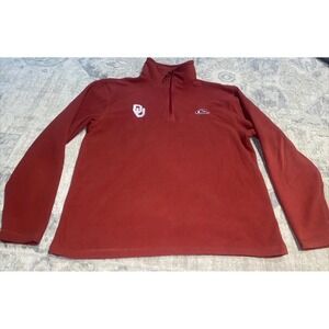 Drake Mens Oklahoma Sooners Fleece 1/4 Zip Pullover Sweater OU Red Sz‎ Medium